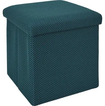 Taburet Skládací taburet s úložným prostorem Vels Atom tyrkysový čtvercový do předsíně a studentského pokoje