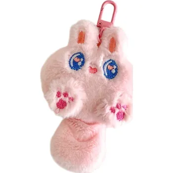 Roztomilý růžový plyšový kočičí přívěsek 10,5 x 7,5 cm Měkký plyšák s oušky a ocáskem Klíčenka Dekorace na tašku Batoh Dárek pro milovníky koček