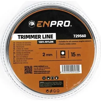 Struna do sekačky Struna do sekačky, 2 mm x 15 m, čtverec s nylonovým středem, ENPRO