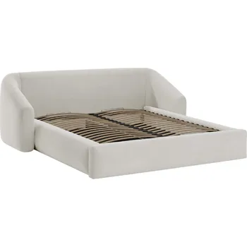 Postel Cosmopolitan Design Světle béžová sametová dvoulůžková postel Campi 180 x 200 cm s úložným prostorem