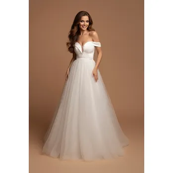 Dámské šaty EVA & LOLA Svatební Šaty TAMARA bílé Barva: Bílá, Velikost: L