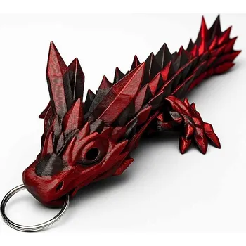 Figurka 3D mládě krystalového draka dvounohého přívěšek | Svíčkománie3D Barva: Červeno-černá lesklá