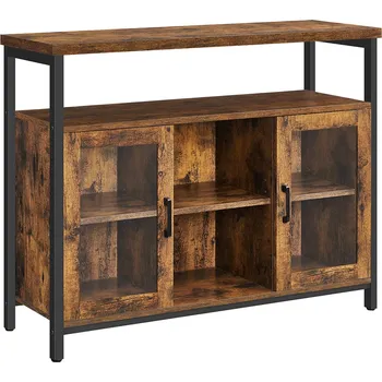 Komoda VASAGLE Příborník, 100x35x80cm, hnědo-černý Úložné skříně