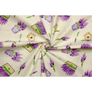 Bavlněné plátno - Dekorační vzor levandule