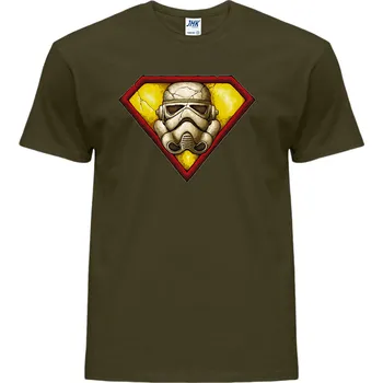 Pánské tričko panske_levne_tricko_potisk_Superman_Stormtrooper Barva: Forest green - lesní zelená, velikost: XS