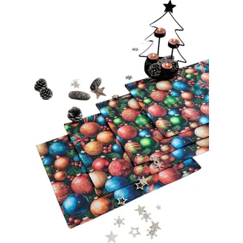 ubrus Textilní prostírání Vánoce - 4 ks - s motivem vánočních ozdob