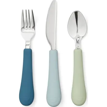 Příbor Zelený/modrý dětský příbor 3 ks ze silikonu Ocean Mix – Cam Cam Copenhagen ID_1822800