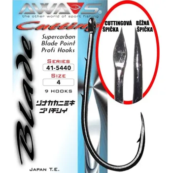 Rybářský háček AWA-SHIMA Háček Cutting Blade 5440 Black Nickel - 1 (7 ks)