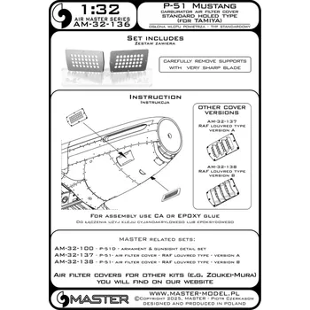 Plastikový model Master 1/32 P-51 Mustang carbur.air filter cover std.type