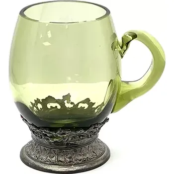 Sklenice Skleněná třetinka 0,3l - Bambus - s cínovým zdobením - lesní zelená | 116251