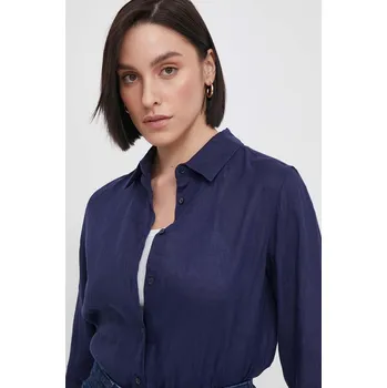 Lněná košile United Colors of Benetton 5BMLDQ02U námořnická modř 59X, vel. M