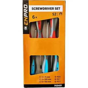 Ruční nářadí Šroubováky SET, 6 ks, PZ + ploché, CrV, ENPRO