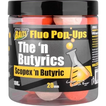 Boilies STRATEGY BAITS Plovoucí boilies POP20 THE N BUTYRIC 20 mm 100 g - Scopex Butyric
