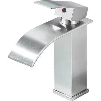 Umyvadlová vodopádová baterie 18,3 x 11 cm Matný povrch Elegantní baterie s montáží na desku Jednootvorová koupelnová armatura stříbrná