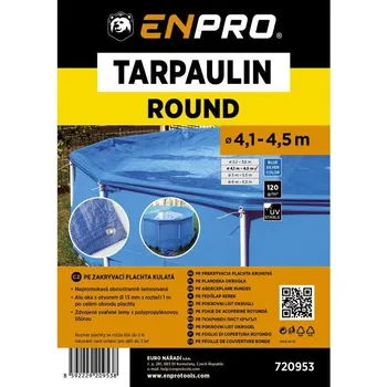 Krycí plachta Plachta zakrývací kulatá, Ø 4,1 - 4,5 m, 120 g/m2, modro - stříbrná, ENPRO