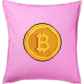 Polštář Bitcoin mince - Polštář 50x50 - 50x50 - Pouze potah ( Růžová )