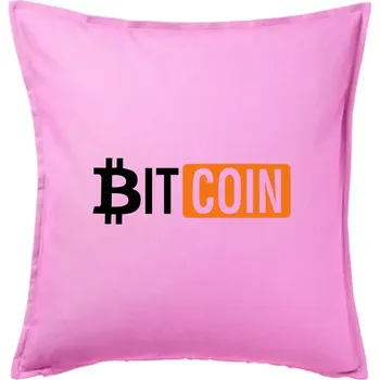 Polštář Bitcoin nápis - Polštář 50x50 - 50x50 - Pouze potah ( Růžová )