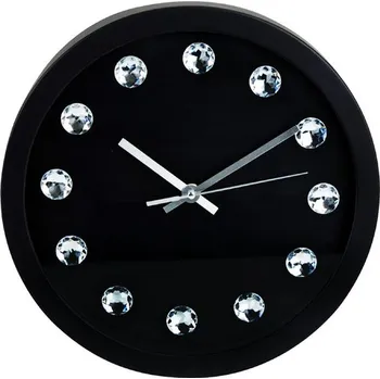 Hodiny SEGNALE Nástěnné hodiny ručičkové s krystaly 30 cm černá KO-837164270cern