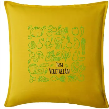 Polštář Jsem vegetarián - zelenina ve čtverci - Polštář 50x50 - 50x50 - Pouze potah ( Žlutá )