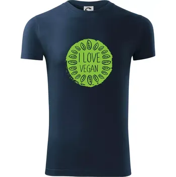 Pánské tričko I love vegan v kruhu - Viper FIT - Pánské zůžené tričko - M ( Námořní modrá (velmi tmavá - téměř černá) )