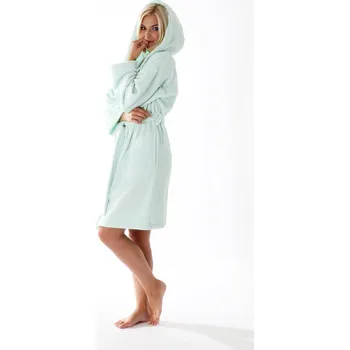 Dámský župan dámský krátký župan Siena s kapucí 3356 Moonlight Jade L-XL