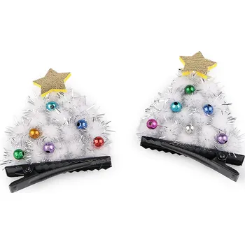 Párty sponky do vlasů vánoční stromeček, barva 1 bílá