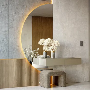 Zrcadlo Moderní LED Půlkruhové Zrcadlo - Stylové Osvětlení pro Koupelnu A221