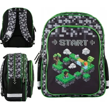 Školní batoh Školní batoh Paso vícekomorový černý Minecraft velký (A4)