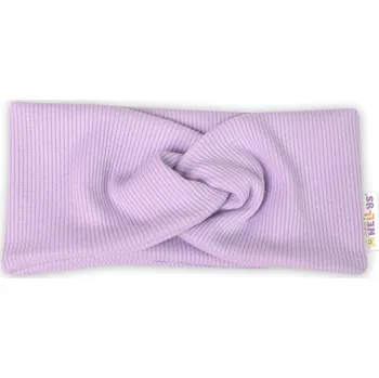 Baby Nellys Hand Made Dvouvrstvá žebrovaná čelenka, lila, 68/74 Velikost: 56/62 (0-3m)