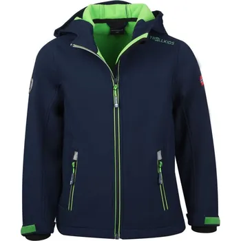 TrollKids Dětská softshellová bunda Trollfjord Jacket navy/light green s reflexními prvky navy blue (161-120) 176