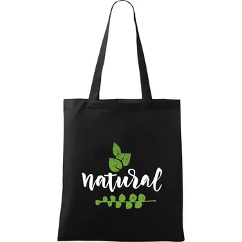 Nákupní taška Natural - nápis v listech - Taška bavlněná - 42 x 38 cm ( Černá )