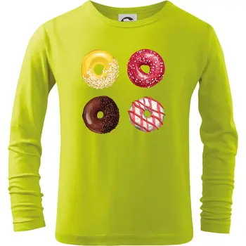 Chlapecké tričko 4 donuty - Triko dětské Long Sleeve - 122 cm/6 let ( Limetková )