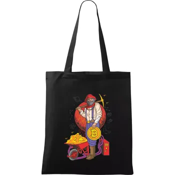 Nákupní taška Horník těží bitcoiny - Taška bavlněná - 42 x 38 cm ( Černá )