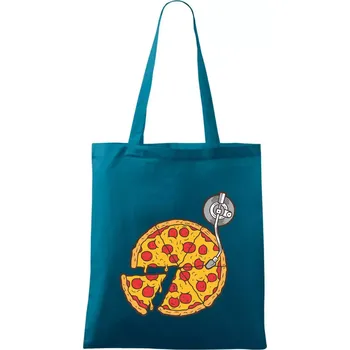 Pizza DJ - Taška bavlněná - 42 x 38 cm ( Petrolejová )