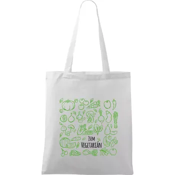 Jsem vegetarián - zelenina ve čtverci - Taška bavlněná - 42 x 38 cm ( Bílá )