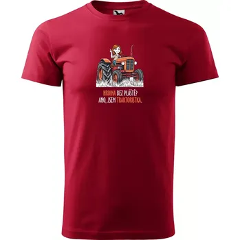 Pánské tričko Sablio Tričko s potiskem Ano, jsem traktoristka - červené M