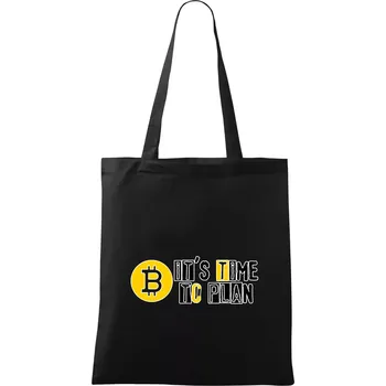 Nákupní taška It's time to plan bitcoin - Taška bavlněná - 42 x 38 cm ( Černá )