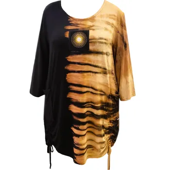 Dámská halenka Tunika s dlouhým rukávem Batika - vertik (originální ruční práce) - v nadměrné velikosti 4625