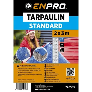 Krycí plachta Plachta zakrývací STANDARD, 2 x 3 m, 70 g/m², modro - stříbrná, ENPRO