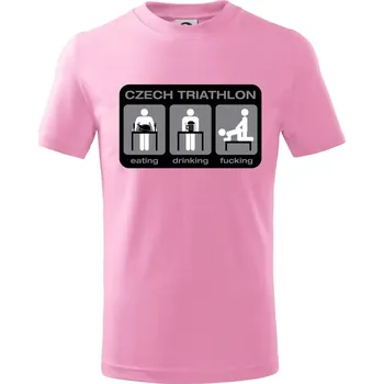 Czech triathlon (Hana-creative) - Tričko dětské bavlněné - 98 cm / 2 roky ( Růžová )