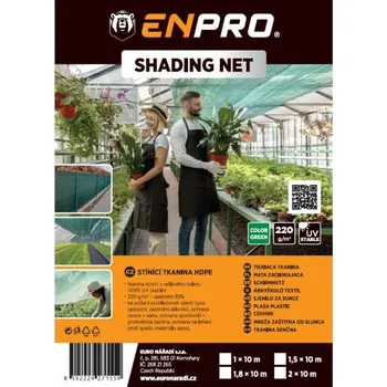 zahradní zástěna Tkanina stínící HDPE, 220 g/m2, UV stabilní, 2 x 10 m, zelená, ENPRO