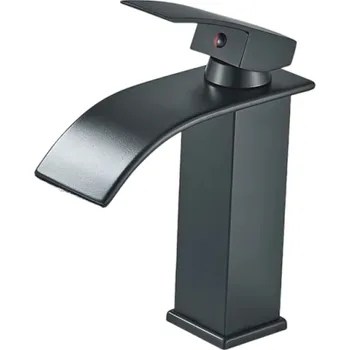 Umyvadlová vodopádová baterie 18,3 x 11 cm Matný povrch Elegantní baterie s montáží na desku Jednootvorová koupelnová armatura černá