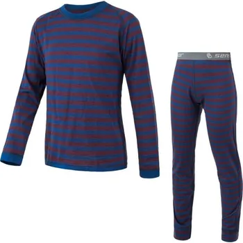 Set dětského termoprádla komplet dětský SENSOR MERINO AIR SET vínovo/modré pruhy (komplet dětský SENSOR MERINO AIR SET vínovo/modré pruhy)
