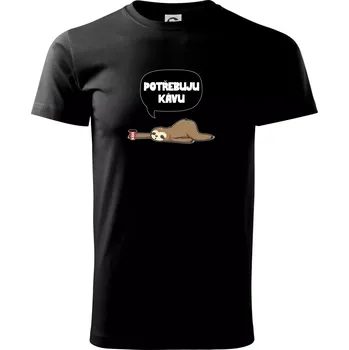 Pánské tričko Potřebuju kávu lenochod - Triko extra velké (5-8XL) - 7XL ( Černá )