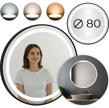 Zrcadlo Kulaté LED nástěnné zrcadlo 80 cm s dotykovým ovládáním a stmíváním MODERNHOME