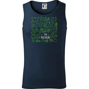 Jsem vegetarián - zelenina ve čtverci - Tílko pánské Core - L ( Námořní modrá (velmi tmavá - téměř černá) )