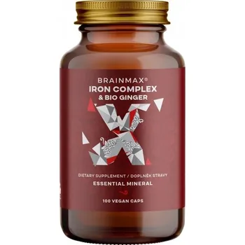 BrainMax Iron Complex, železo bisglycinát, 25 mg, 100 rostlinných kapslí