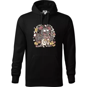 Pánská mikina Myší restaurant - Mikina pánská Cape s kapucí - 5XL ( Černá )