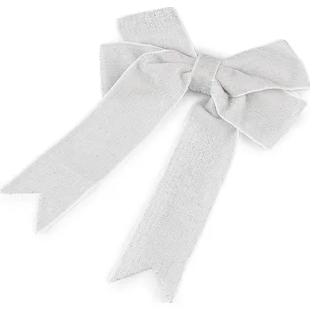 Vánoční dekorace Vánoční mašle sametová dvojitá 13x18 cm, malé, 5 stříbrná lurex