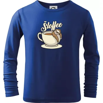 Chlapecké tričko Šloffee - káva - Triko dětské Long Sleeve - 122 cm/6 let ( Královská modrá )